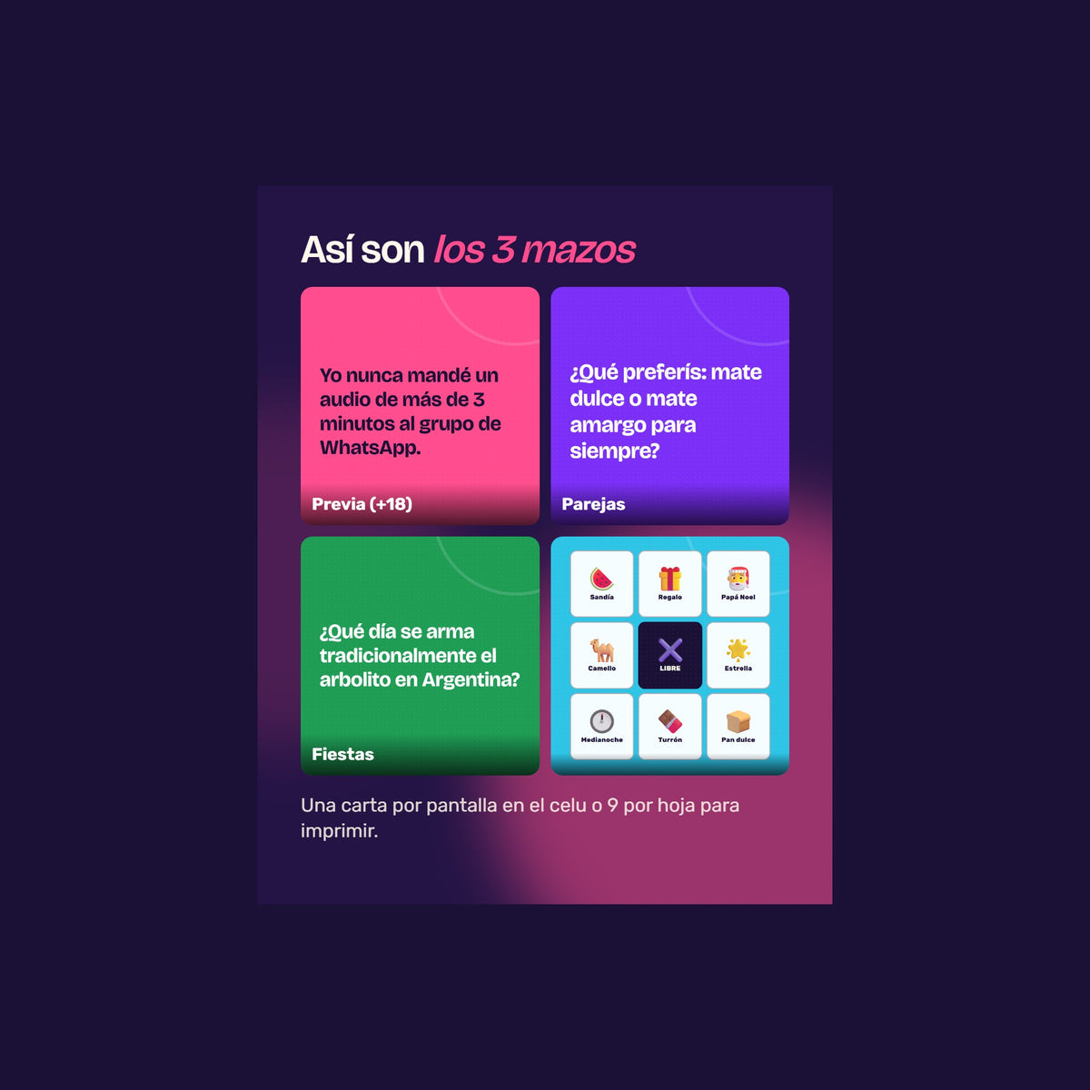 Pack Juntada: 3 mazos, 387 cartas + bingo navideño